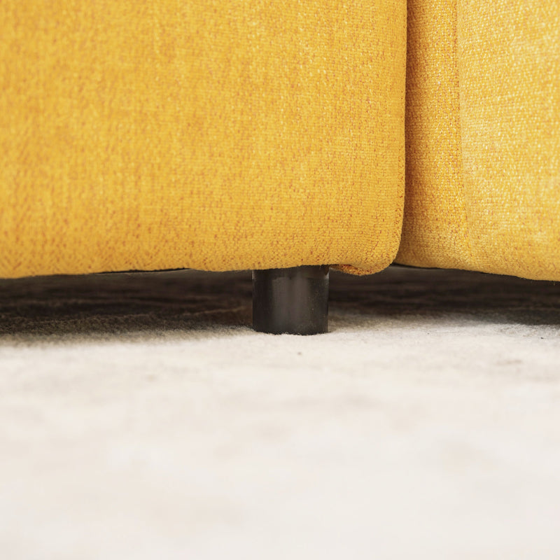 91.73" L-shaped Sofa Sectional Sofa Couch with 2 Stools and 2 Lumbar Pillows for Living Room, Yellow