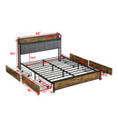 Modern Bed Frame With LED Lights, Upholstered Headboard, USB Charging by Unique Piece Furniture