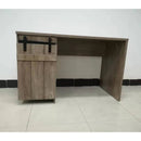 Home Office Desk Hazelnut One Cabinet Three Shelves Faux Barn Door On Metal Euro Hinges Modesty Panel - Light Brown by HouseOfZazla