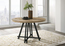 Tate - Round Dining Table With Metal Base - Oak Finish by HouseOfZazla