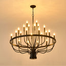 24 Light Chandelier Industrial Iron Candle Chandelier Modern Suspended Farmhouse Chandeliers Pendant Light Fixtures For Dining Room Bedroom Living Room Kitchen Island Foyer E12 Bulb (No Include) - Black