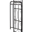 84" Garden Arch Arbor with Gate, Metal Arch Trellis, Garden Archway for Climbing Vines, Wedding Ceremony Decoration, Flourishes & Arrow Tips, Black