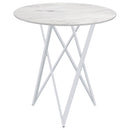 Halverson - Round Top Bar Table - White / Silver