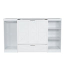 Twin Size Murphy Bed With Bedside Shelves And Wardrobe - White