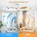 Ceiling Fan With 22W LED Light And Remote Control 6 Speeds Reversible DC Motor For Living Room - White by Unique Piece Furniture