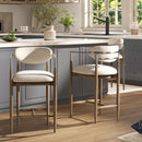 Artemis - Mixed Material Upholstered Counter Stool - Warm White by HouseOfZazla