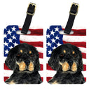 USA American Flag with Gordon Setter Luggage Tag