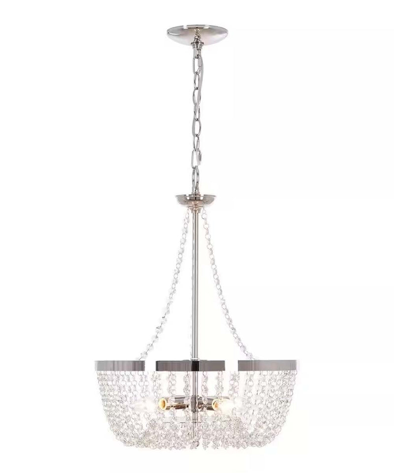 Alsy 16"W 4-Lights Bling Polished Nickel Pendant Chandelier with Crystal Glass Beads