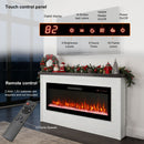 65" Electric Fireplace With Wall Mantel, 50" Fireplace Insert Heater, Remote Control, Timer For Living Room - Antique White by HouseOfZazla