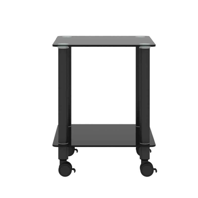 2-Piece Black Side Table, 2-Tier Space End Table, Modern Night Stand, Sofa table, Side Table with Storage Shelve