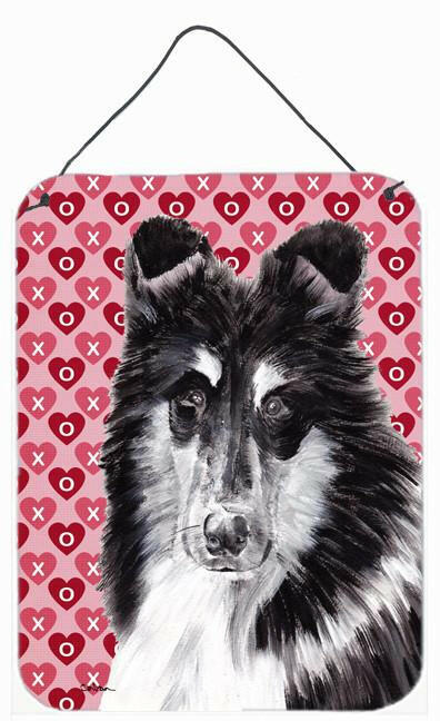 Black and White Collie Hearts and Love Wall or Door Hanging Prints SC9702DS1216