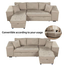 Modern L-Shape 3 Seat Reversible Sectional Couch, Pull Out Sleeper Sofa With Storage Chaise And 2 Stools For Living Room Furniture Set by HouseOfZazla