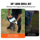 Vevor Gas Post Hole Digger 52Cc 1450W With 8 Drill Bits & Extension Rod Aluminium Alloy - Black by HouseOfZazla