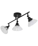 Catalina 23"W 3-Light LED Track Bar Light Fixture, Matte Black with Clear Glass Shades by LampsUSA