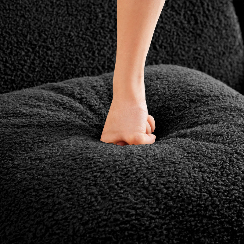 Armless Sofa With Pillow Teddy Fabric - Black, photo 6 of 7