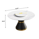 53" Modern Artificial Stone Round Carbon Steel Base Dining Table, Can Accommodate 6 People, Artificial Stone Turntable - White / Black by HouseOfZazla