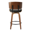 Lombardi - Mid-Century Modern Fixed Height Counter Stool With Swivel With Round Footrest (Set of 2) by HouseOfZazla
