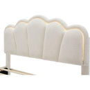 2-Pieces Bedroom Sets Full Size Flower-Shaped Upholstered LED Platform Bed with Storage Ottoman-Sherpa Fabric, White