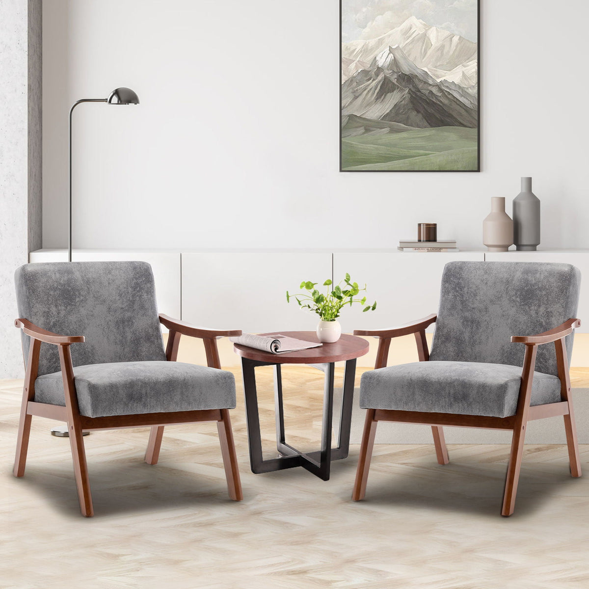 Mid Century Modern Accent Chair With Solid Wood Frame And Extra Thick Backrest, photo 35 of 40