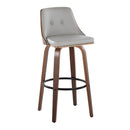 Gianna - Mid-Century Modern Fixed Height Barstool & Swivel With Round Footrest (Set of 2) - Walnut / Light Gray by HouseOfZazla