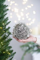 Iced Leaf/Twig Ball Christmas Tree Ornaments - Set of 4