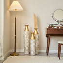 Mother's Day Gift Set Gilded White 3D Relief Flower Metal Vase Set - White / Gold by Unique Piece Furniture