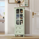 Minimalism Buffet Cabinet With Glass Doors And Double Drawer by HouseOfZazla