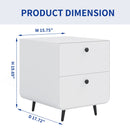 Modern Night Stand Storage Cabinet For Living Room Bedroom, Steel Cabinet With 2 Drawers, Bedside Furniture, Circular Handle - White