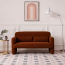 59" Lamb Fleece Fabric Sofa, Modern Loveseat Furniture with Support Pillow for Apartment, Office, Living Room & Bedroom, Tool-Free Assembly.(Dark Orange)