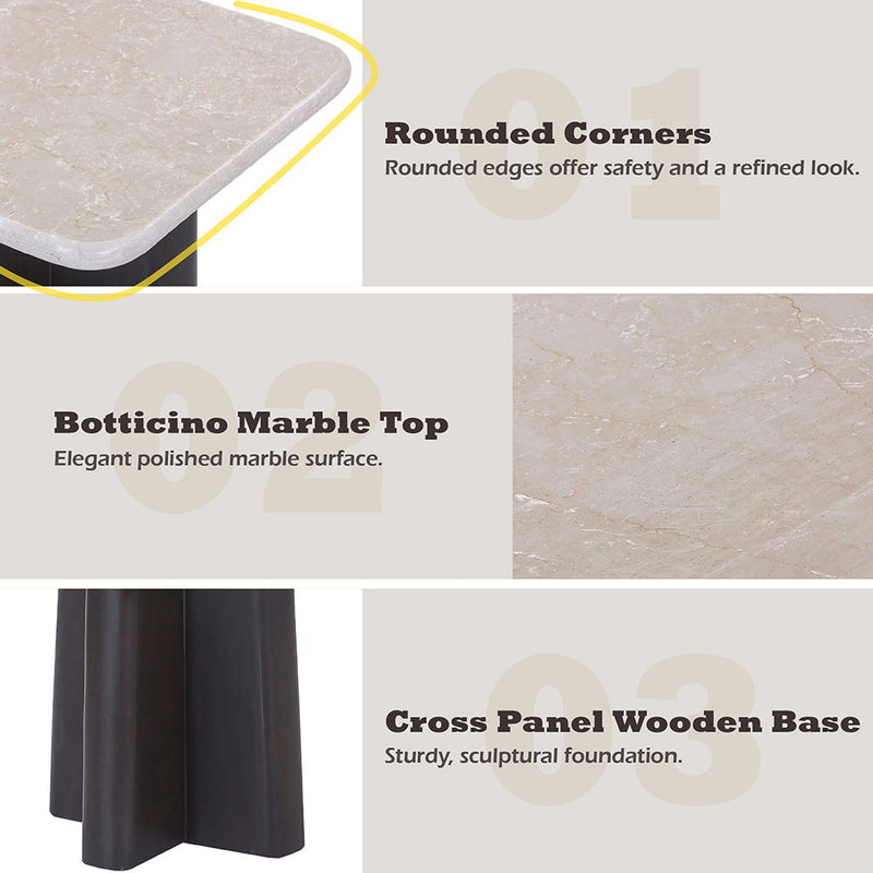 Jacory - End Table With Bottocino Marble Top - Beige / Espresso, photo 3 of 5