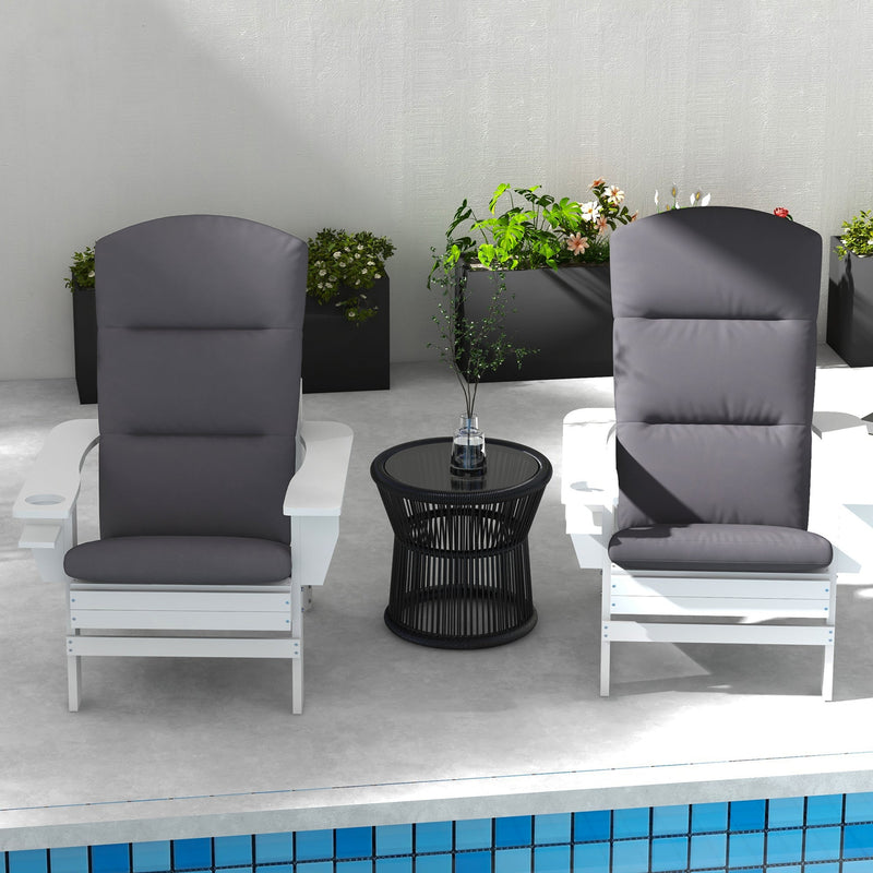 2 Piece Adirondack Chair Cushions, 59 x 20.5 x 2 inch Outdoor Chair Cushions for Fire Pit Chairs with Seat, Back, Ties, Water Repellent Replacement Patio Seat Pads, Gray
