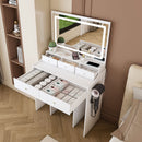 Modern Makeup Vanity Set With Power Outlet, Hair Dryer Holder, And Adjustable Lighting by HouseOfZazla