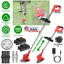 Electric Cordless Grass Trimmer Rechargeable Lawn Mower Weed Cutter with 2 Alloy Saw Blades 2 Alloy Blades 10 Plastic Blades 2 Rechargeable Batteries