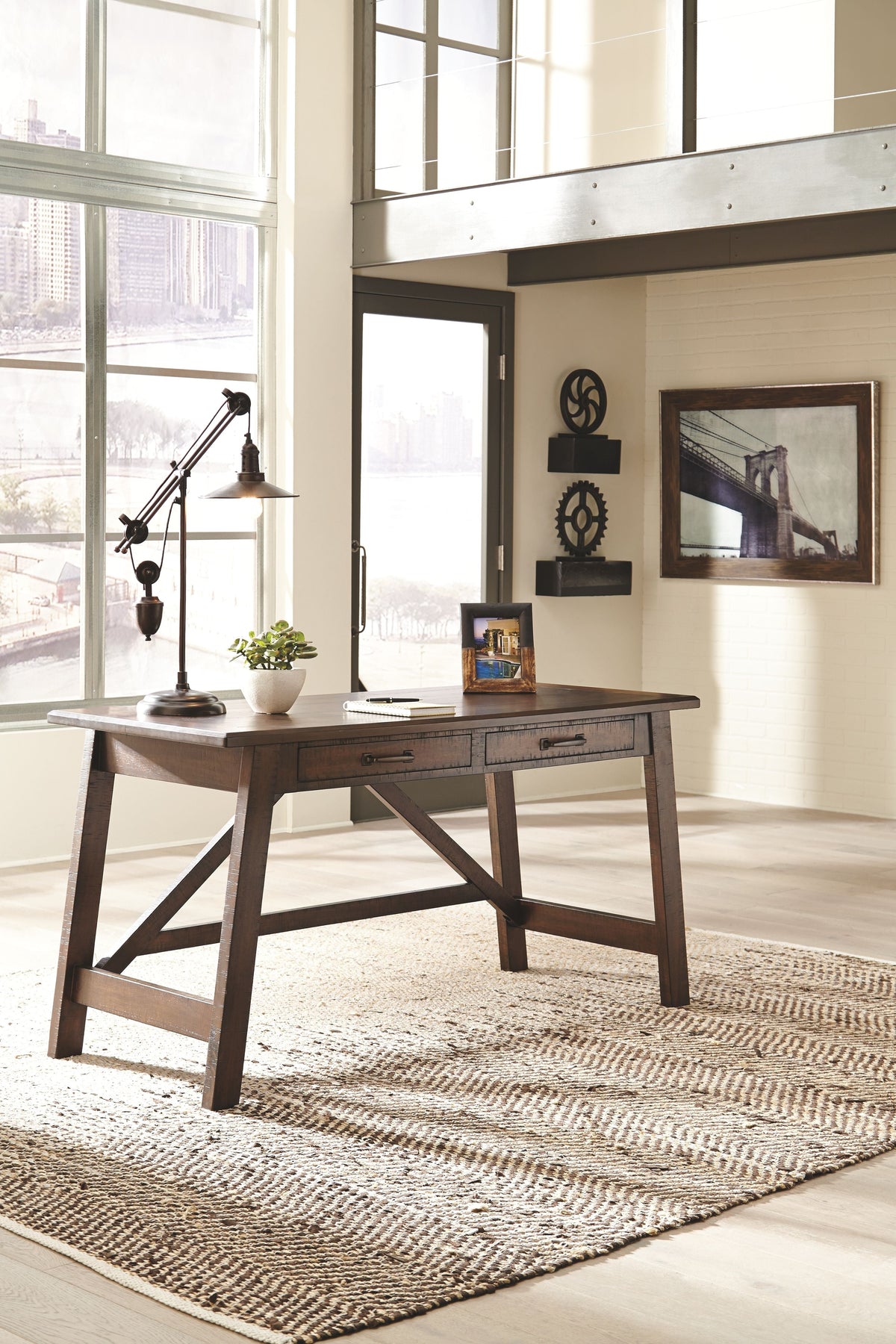 Baldridge - Home Office Large Leg Desk - Rustic Brown, photo 4 of 7