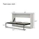 Twin Size Horizontal Murphy Bed With Dual Piston System, Space Saving Wall Bed Folds Into Cabinet - Rustic White by HouseOfZazla