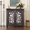 Elegant Sideboard With 2 Acrylic Mirrored Doors, Adjustable Shelf Storage by HouseOfZazla