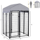 4' x 4' x 6' Dog Playpen Outdoor, Dog Kennel Dog Exercise Pen with Lockable Door, Water-resistant Canopy, for Small and Medium Dogs