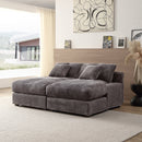 74.8" Modern Luxury Twins Sofa Couch for Living Room Quality Corduroy Upholstery Sleeper Sofa Bed Daybed Grey