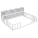 Floor Bed With Side Bookcase, Shelves, Guardrails by HouseOfZazla