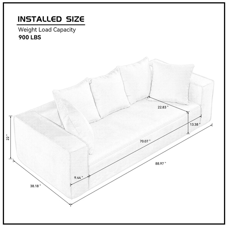 Walker Edison | Corduroy 3 Seater Modular Couch