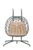 2 Person Outdoor Rattan Hanging Chair Patio Wicker Egg Chair