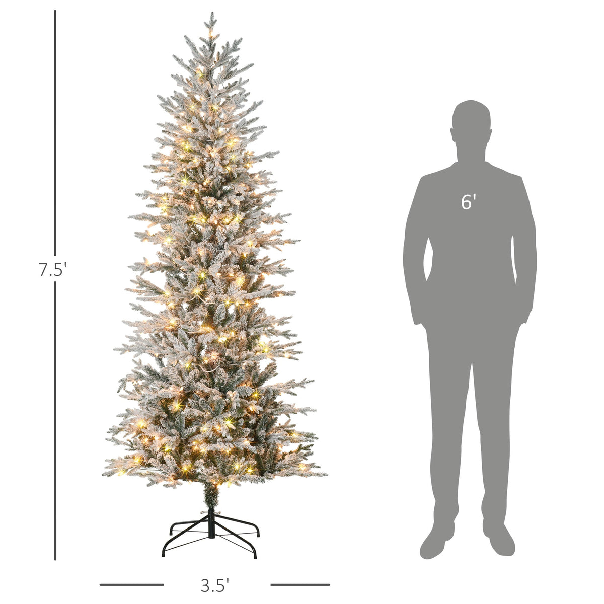 HOMCOM 7.5ft Tall Prelit Artificial Christmas Tree, photo 6 of 9