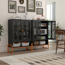 Modern Metal Shoe Cabinet With DoublebSided Doors And Adjustable Partitions