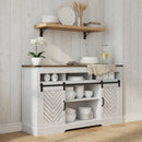TV Stand With Sliding Barn Doors And Adjustable Storage - White / Oak by HouseOfZazla