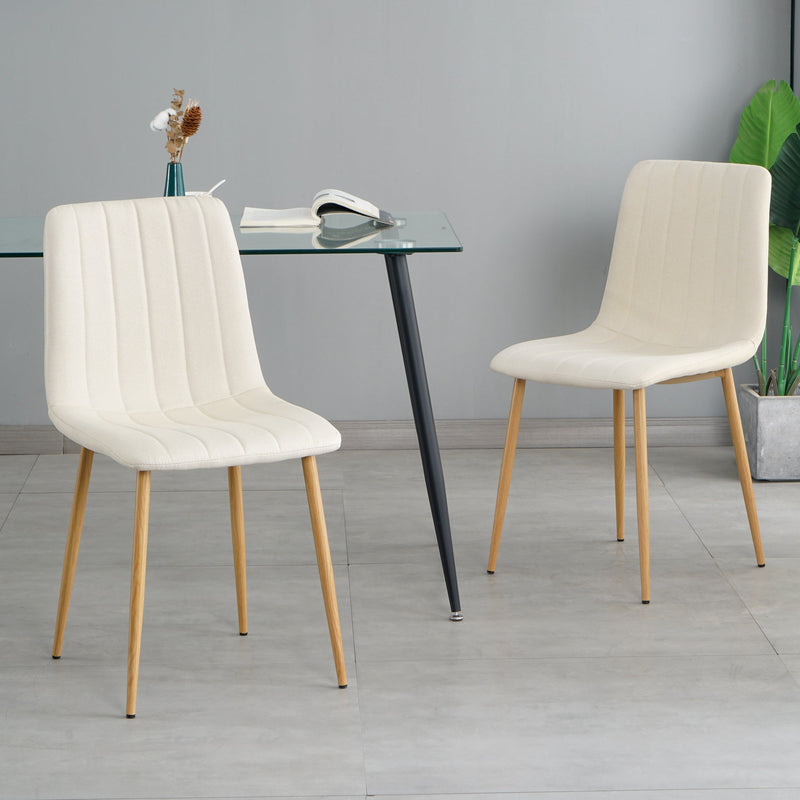 Modern beige cloth dining chair, Fabric Accent Upholstered Chairs Side Chair with wood-transfer Metal Legs for Home Furniture Living Room Bedroom Kitchen Dining room(set of 4)