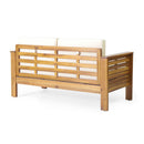 Acacia Wood Loveseat And Coffee Table Set With Cushions by HouseOfZazla