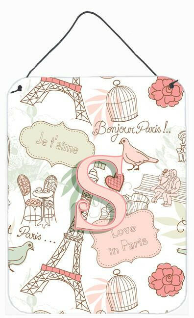 Letter S Love in Paris Pink Wall or Door Hanging Prints CJ2002-SDS1216