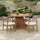 Patio Set Outdoor Acacia Wood Furniture Sets - Braided Dining Chairs and Patio Dining Table