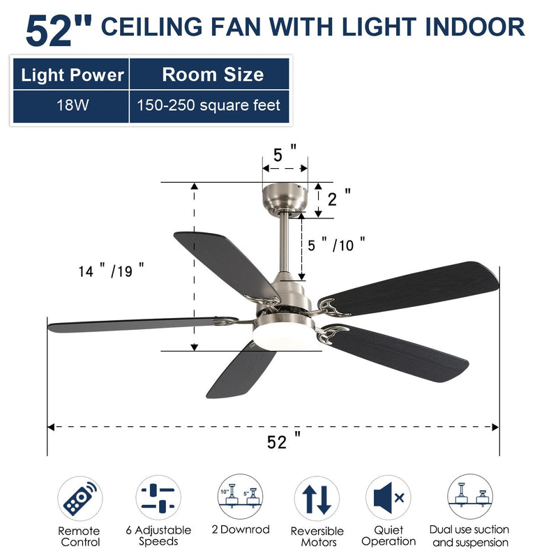 Modern 52-Inch LED Ceiling Fan With Remote Control, photo 9 of 9