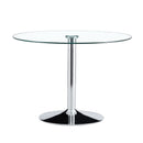 Modern Minimalist Circular Dining Table With Glass Top And Electroplated Metal Legs For Restaurants And Living Rooms - Silver / Transparent by HouseOfZazla